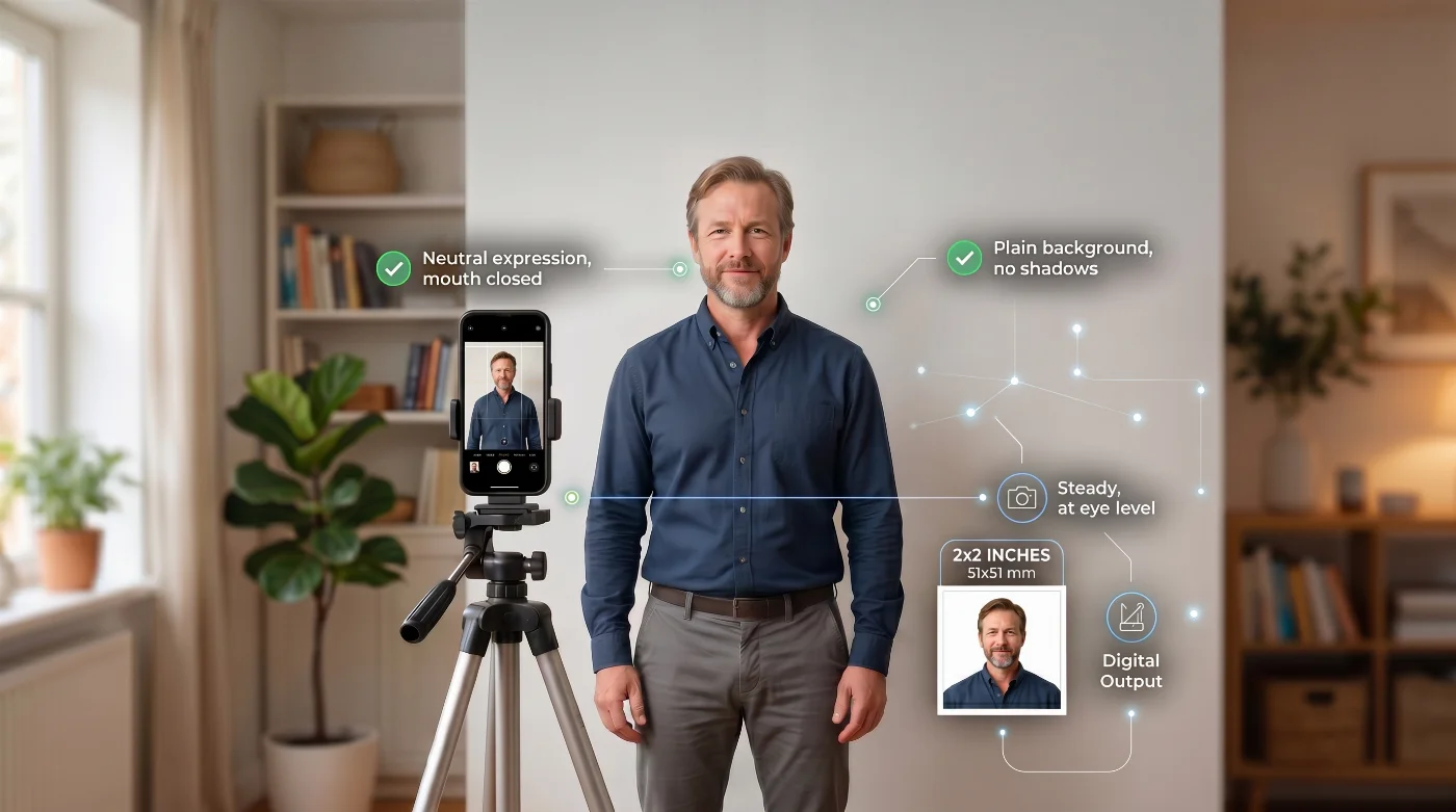 take the digital passport photo at home