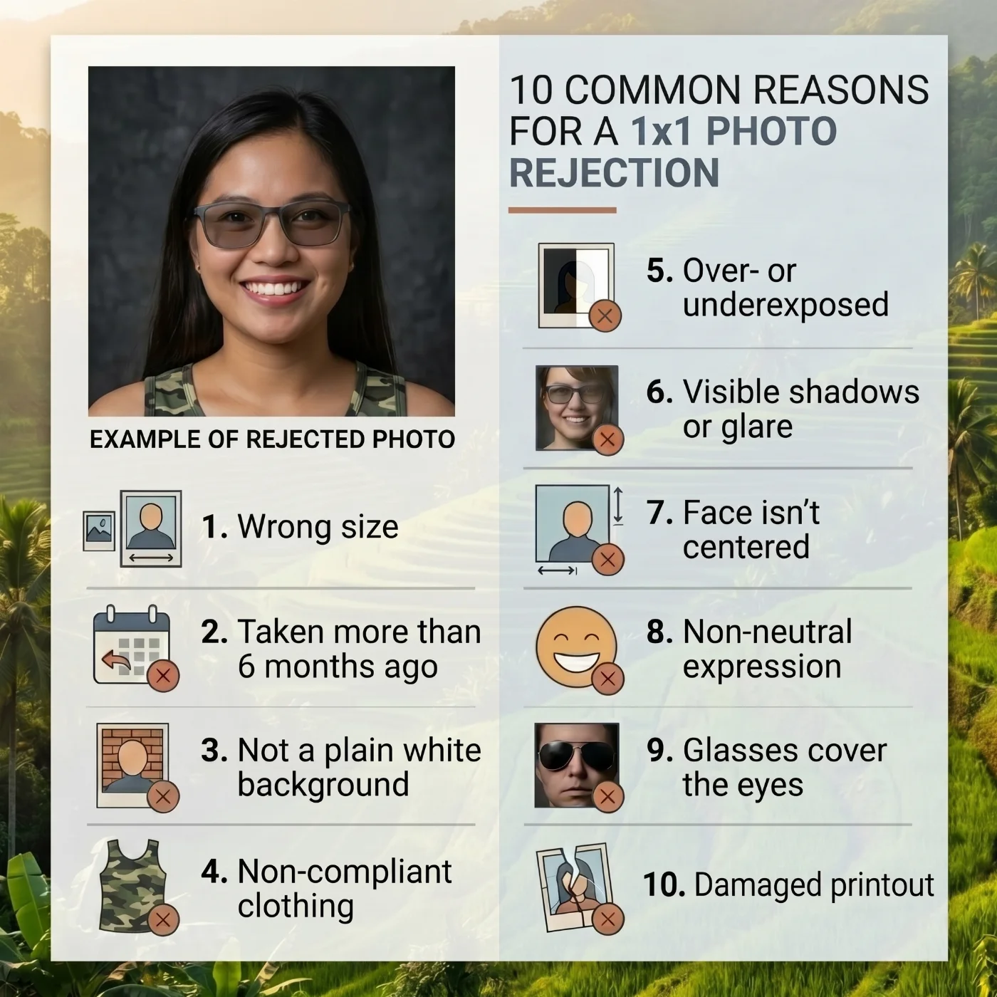 1x1 picture common rejection reasons