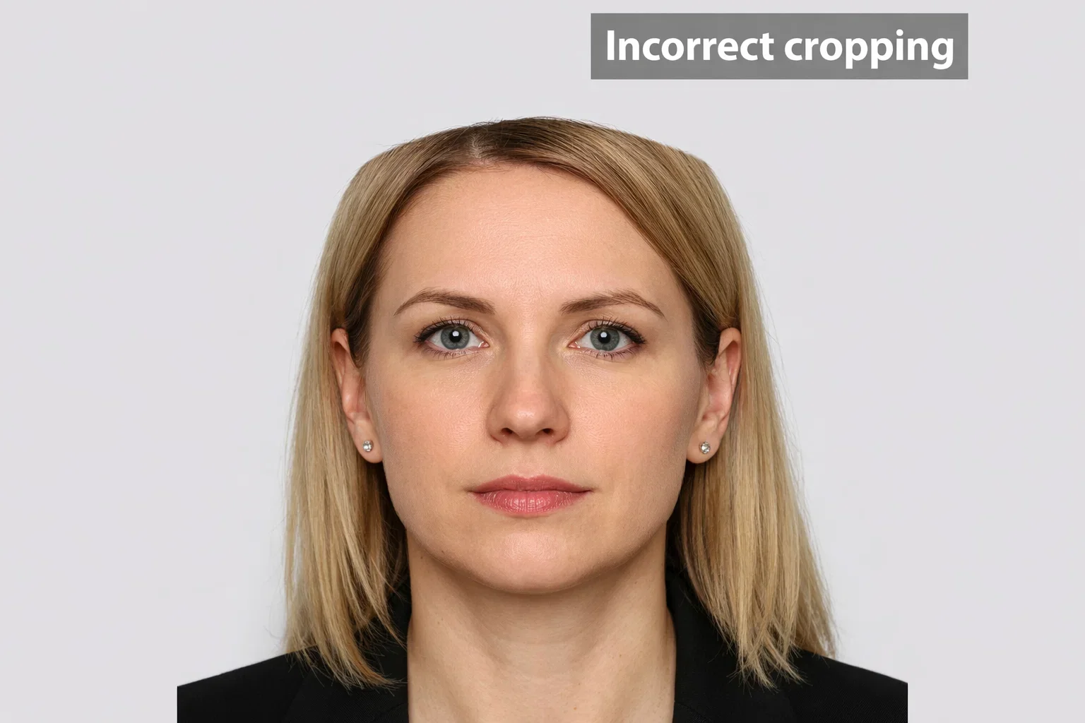 Incorrect cropping passport photo