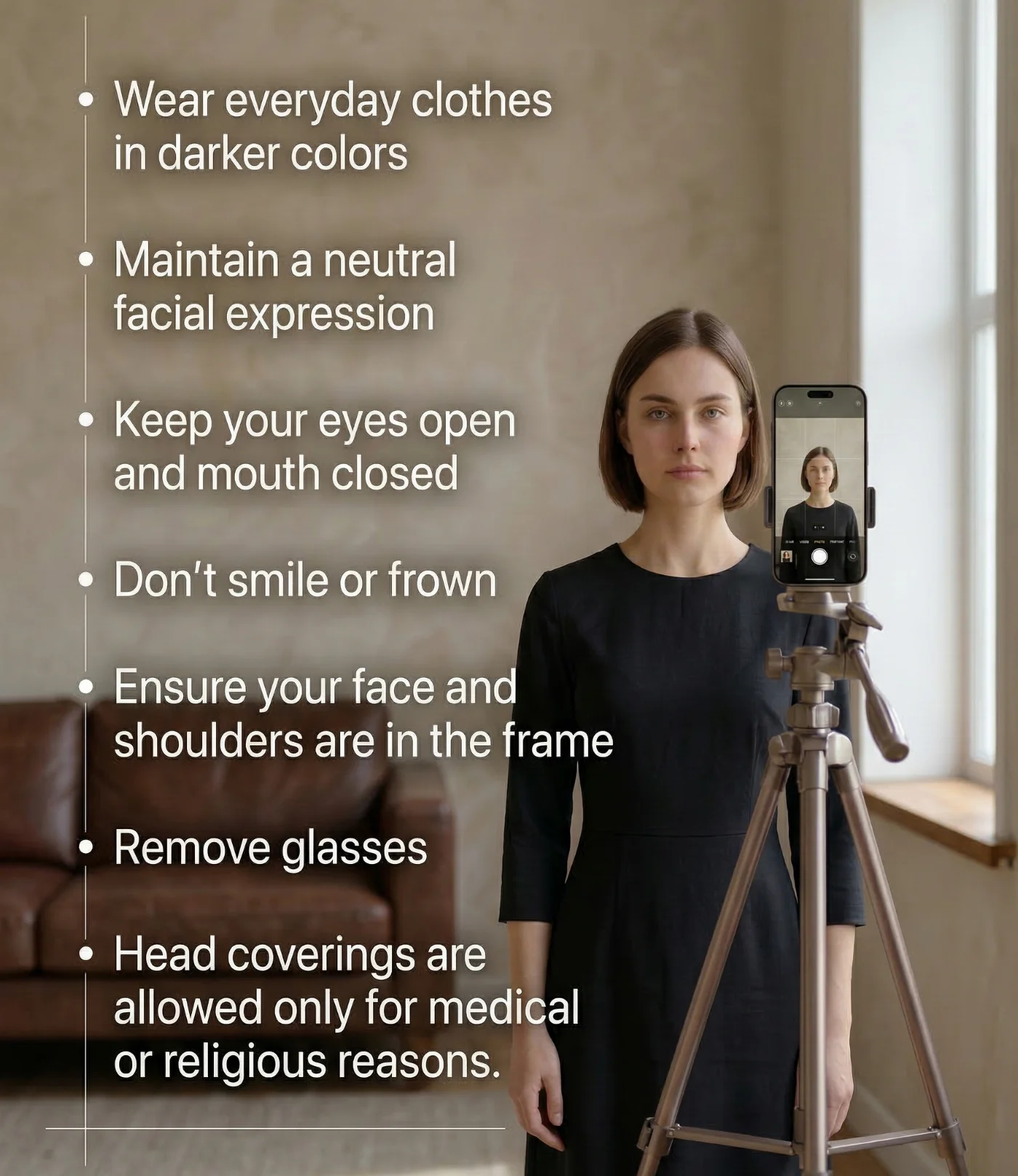 How to dress for a passport photo at home iPhone