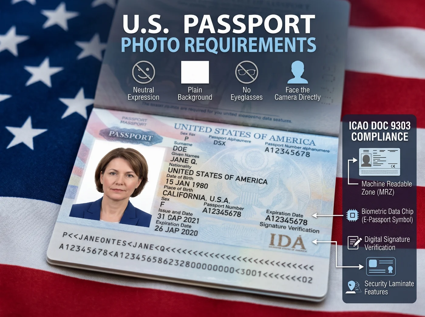 icao us passport photo requirements