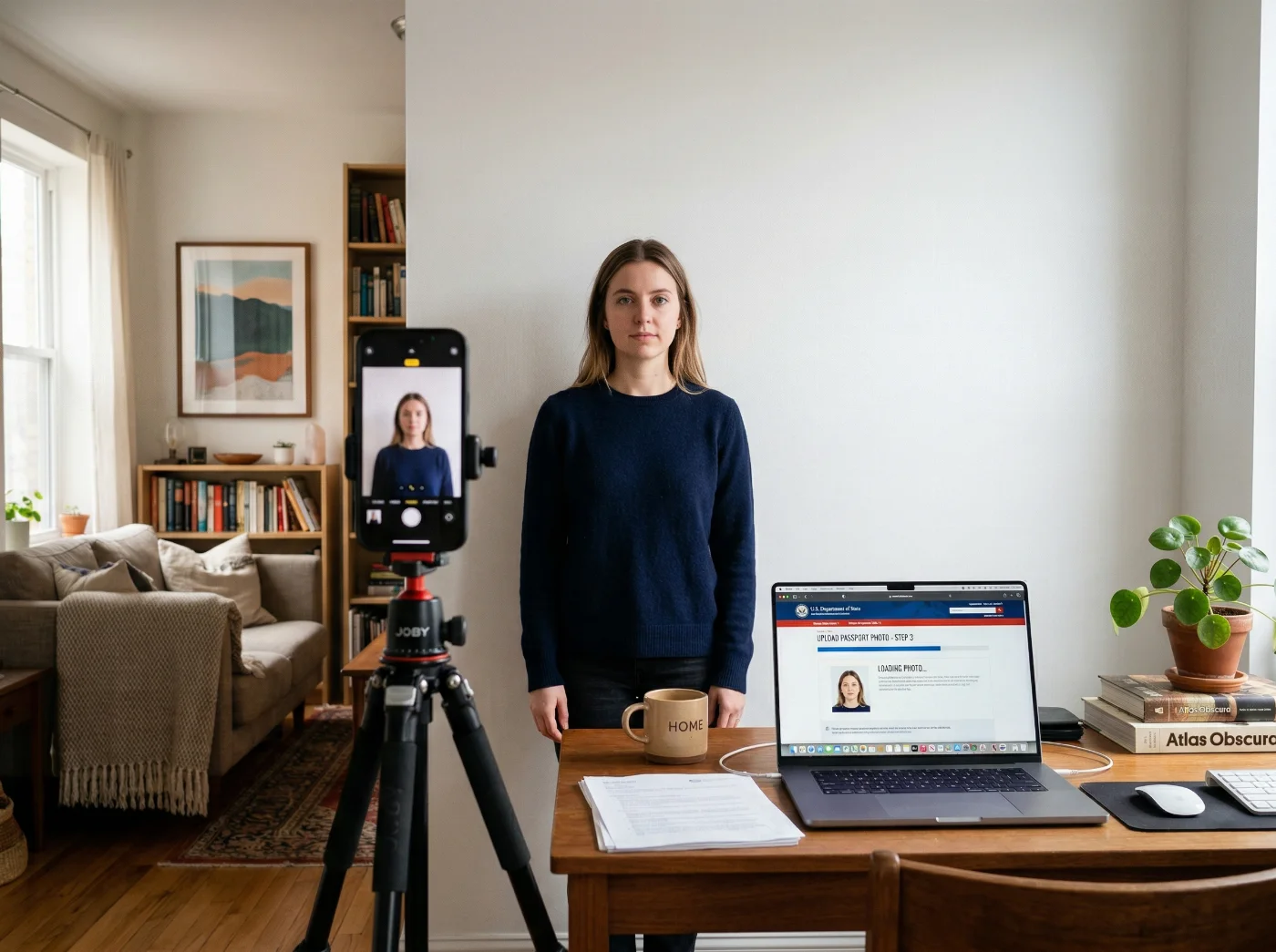 take passport photo at home without app