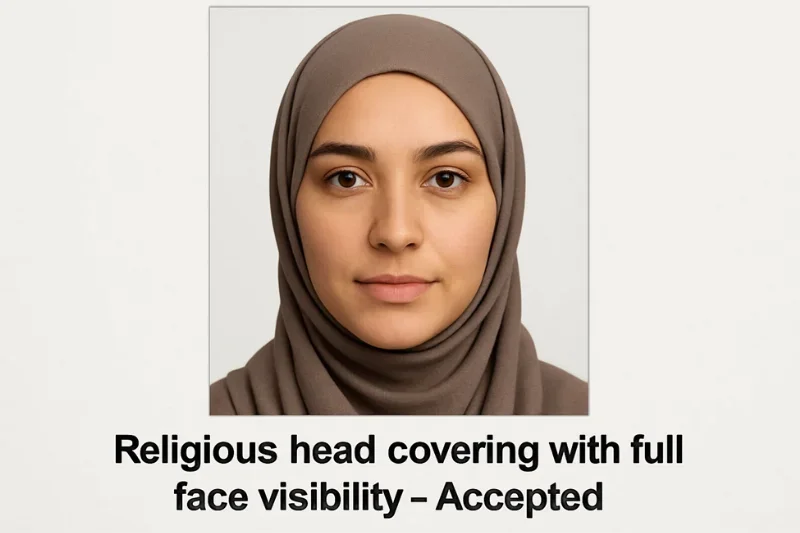 can i wear religious head cover on passport photo
