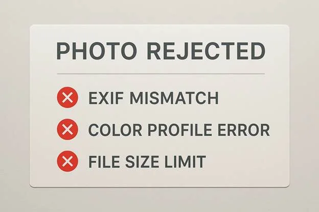 screen with a “Photo Rejected” message 