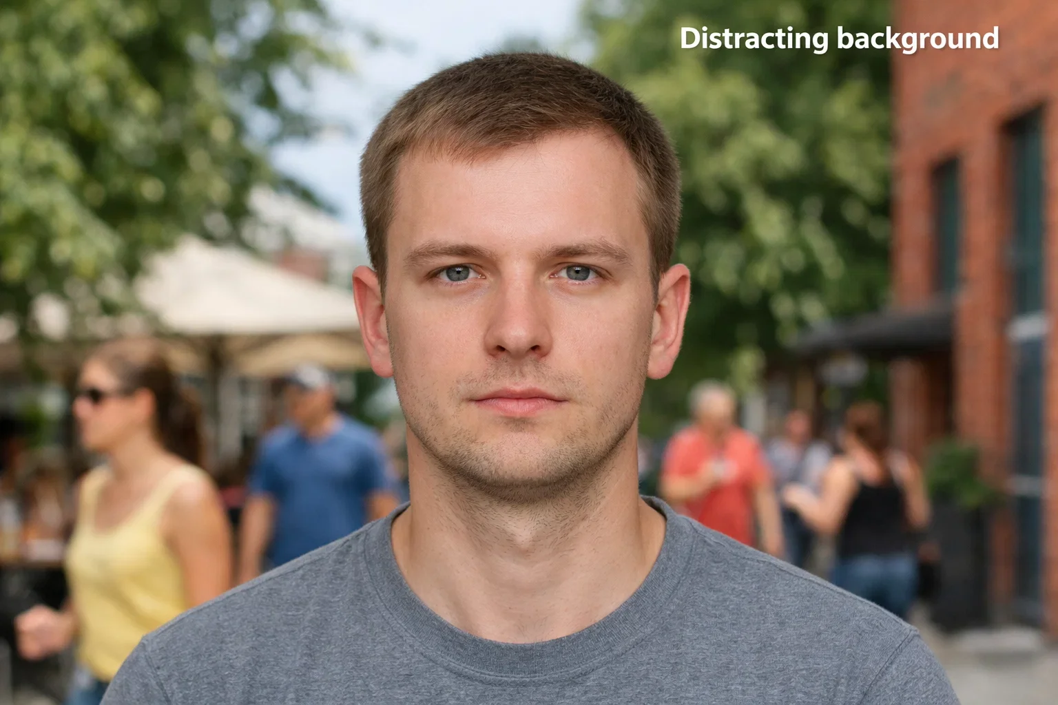 Distracting background for passport photo