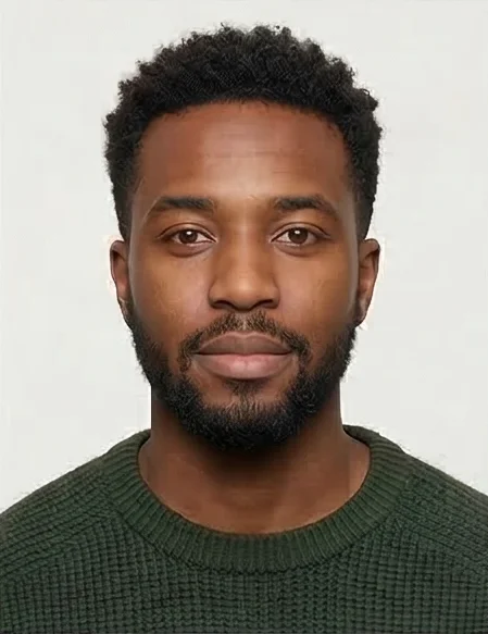 Selfie before and after conversion to a UK passport photo