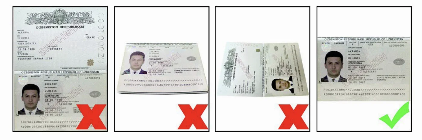 Uzbekistan visa passport page upload